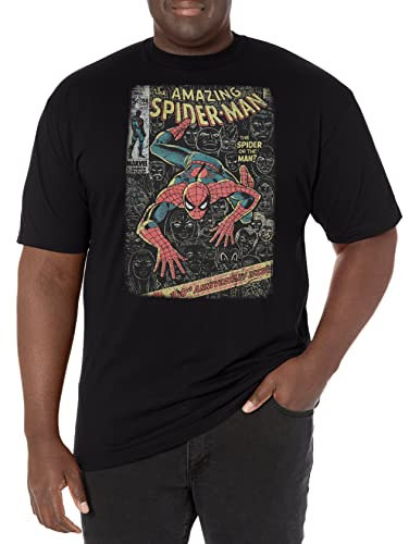 Marvel Herren Spidey Frontcover T-Shirt, schwarz, 5XL Groß Tall