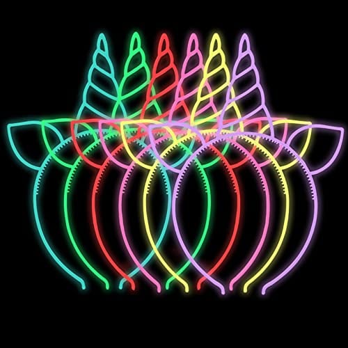 Nenjindz Einhorn-Horn-Stirnbänder, leuchtendes Einhorn Haarbänder für Kinder, Kinder-Einhorn-Geburtstags-Stirnbänder, leuchtende Party-Einhorn-Haarbänder, Einhorn-Partyhüte für Kinder(6 Stück)
