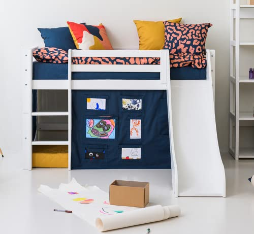 Hoppekids ECO Dream Hochbett mit Rutsche | 70x160 | Orionblau | Das Nordische Umweltzeichen | FSC®-zertifiziertes massives Kiefernholz aus der EU | Entworfen in Dänemark