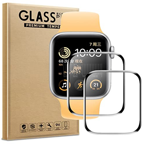 AOKUMA Apple Watch SE(2022) 40mm Protecteur d'écran [Verre Non Trempé], Film de Protection Premium 3D à Bords Incurvés, Couverture Plein Écran Bord à Bord, Anti-Rayures, Incassable (Bord Noir)