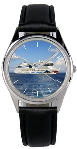 KIESENBERG Armbanduhr Aida Kreuzfahrt Geschenk Artikel Idee Fan Damen Herren Unisex Analog Quartz Lederarmband Uhr 36mm Durchmesser B-20328