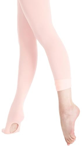 Mulnall Ballet Tights Girls Convertible Dance Legging | Stretchy transition convertible ballet tights, wide anti-roll waist, breathable reinforced crotch for ballet training