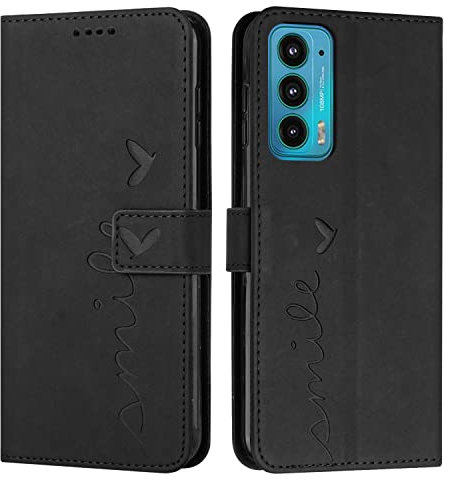EATCYE Coque pour Motorola Moto Edge 20, Étui Housse en Cuir PU Premium Motorola Moto Edge 20, Magnetique Flip [Pochette de Portefeuille], Etui de Protection pour Motorola Moto Edge 20 (#Noir)