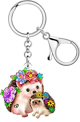 LONYOO Cadeaux de Fête des Mères pour Maman Porte-clés en Acrylique Anime Monkey Fox Bunny Cat pour Femmes Filles Portefeuille Porte-clés de Voiture Anneaux de Porte-clés (Hérisson Multicolore 169)
