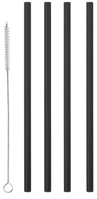 Metaltex 253135002 Lot de 12 pailles en plastique Noir