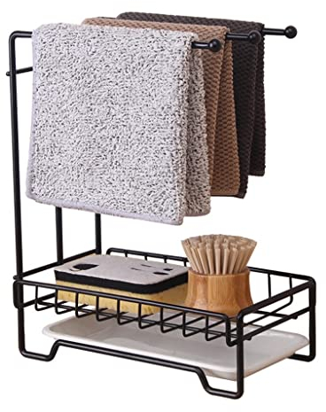 PEPDRO Toallero de Cocina for Fregadero, Soporte for Cepillo de Esponja con Bandeja de Drenaje for Almacenamiento de Cocina y baño Almacenaje bajo Fregadero