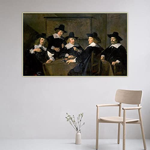 SDVIB Frans Hals „Gruppenporträt der Regenten der Heiligen Elisabeth Hospitz von Haarlem“, Leinwand-Ölgemälde, Dekor, Leinwanddruck, 80 x 140 cm, rahmenlos