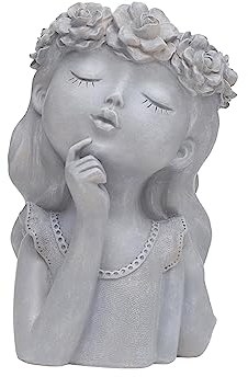 Milageto Gesicht Blumentopf Kopf Pflanztopf für drinnen und draußen mit Drainageloch und Kunstharz Pflanztopf Blumentopf Mädchenbüste Pflanzgefäß, Stil a