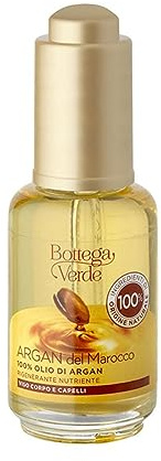 Bottega Verde - Olio Corpo e Capelli, Argan del Marocco, 30 ml | Azione Rigenerante e Nutriente, Idratante e Antietà, Olio di Argan 100%