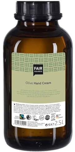 FAIR SQUARED Handcreme Olive 2,5 Liter - intensive Pflege Hand- vegane Handpflege mit natürlichen Inhaltsstoffen 2500 ml
