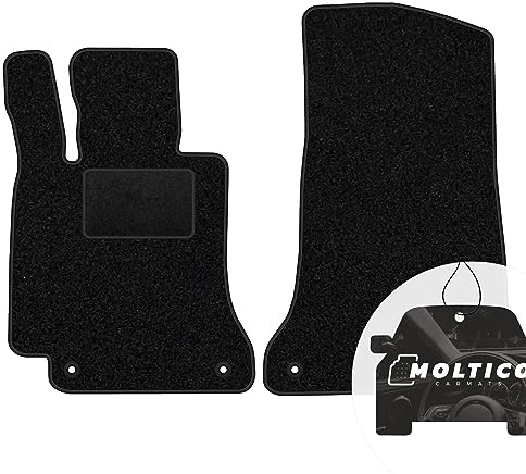 moto-MOLTICO Vorne Fußmatten Auto Velours Autoteppiche | Schwarz Automatten Set 2-teilig passend für Mercedes-Benz C-Klasse W205 2014-2021