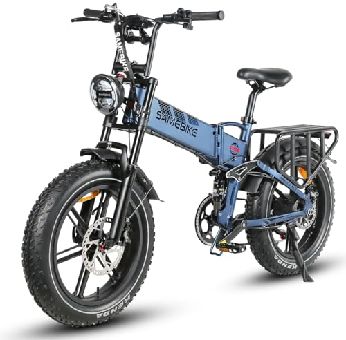 SAMEBIKE Fat Tire Elektrofahrrad für Erwachsene 20 Zoll × 4,0 Zoll, Faltbares Elektrofahrrad, Mountain Beach Snow Ebike Erwachsene, abnehmbarer Akku 48 V17AH, Elektrofahrrad für 7 Geschwindigkeiten