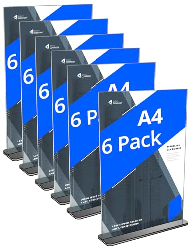 QWORK® 6PCS Présentoirs de Table en Acrylique - A4 - pour Affiches Menus Brochures Bureaux Boutiques Hôtels Restaurants Expositions Mariages