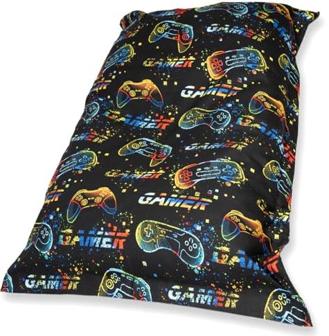 Chillstar XXL Gamer Sitzsack Indoor/Outdoor Wasser- und Schmutzabweisend - Bezug abnehmbar und waschbar - Gaming Controller auf Schwarz | Bean Bag XXL 330 Liter 135 x 175 cm
