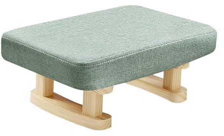 Folpus Repose-pieds rembourré avec pieds en bois, petit ottoman, rectangulaire, tabouret pour lit