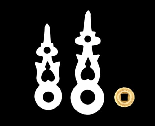 KD89 Zeiger aus weißem Kunststoff, hochwertige Verarbeitung, für Kuckucksuhr, verschiedene Größen erhältlich – mit Zentralmutter aus Messing (27/33)
