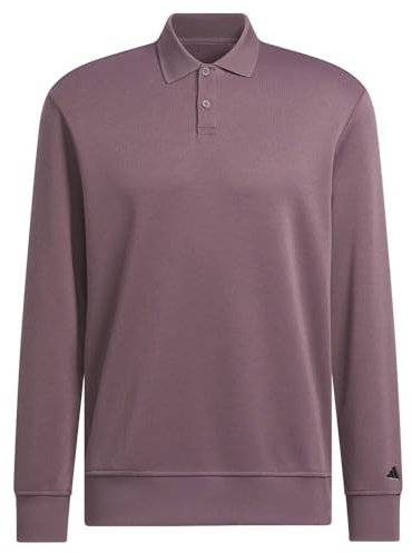 adidas Mens Go to Long Sleeve Polo Shirt Shadow Fig S Purple