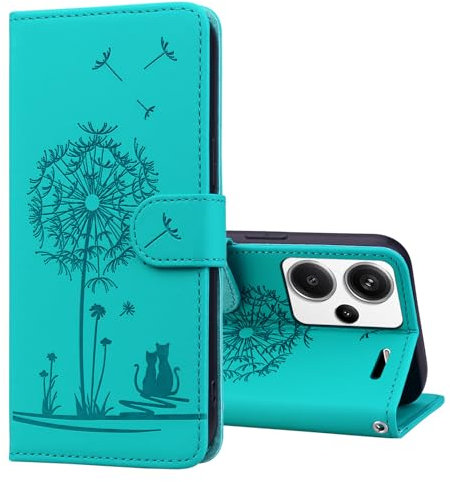Vaitasy Custodia per Xiaomi Redmi Note 13 Pro Plus 5G dente di leone Pelle PU Portafoglio Custodia Redmi Note 13 Pro Plus con Magnetica Supporto Funzione Cover per Redmi Note 13 Pro Plus Verde