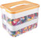 APACALI Aufbewahrungsbox mit Deckel Bausteine, 2 Etagen Lego Sortierbox System Groß, 30.5x23x23CM Bausteine Boxen Aufbewahrung, Stapelboxen für Bausteine