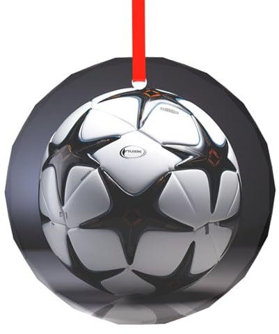 Weihnachtsschmuck, schwarzer und weißer Fußball, rund, Glasornament, Weihnachtsbaum, hängende Dekoration, für Zuhause, Feiertagspartys