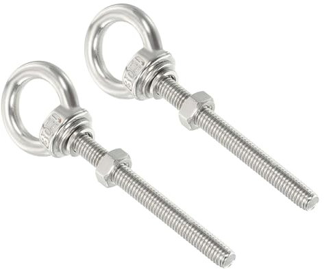 QUARKZMAN M4 3/16 x 2,36 in acciaio inox viti per occhi filettate con dadi e rondelle per il sollevamento, set da 2