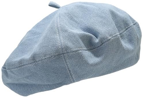 Happy Cherry Französischen Beret Damen Denim Baskenmütze Barett Mütze Klassishe Basken Mütze Mode Hellblau Künstler Kappe Hut