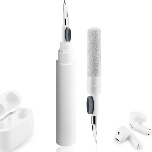 AK Reinigungsset 3 In 1 Bluetooth Kopfhörer Multifunktions Reinigungsstift Weiche Bürste für Airpods 1 2 3 4 Pro Max, Samsung Galaxy Buds3 Pro (Weiß)