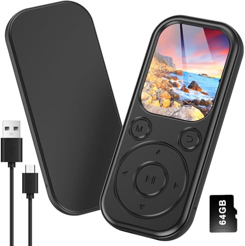 Olycism 64GB MP3 Player with Bluetooth MP3 Player 2.01 Inch with Ultra-HD Screen 300mAh Battery HiFi Sound Functions Including FM Radio Voice Recording E Books Image Viewing Ideal for Sport Black