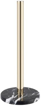 Kitchen Paper Holder, Stainless Steel Kitchen Roll Holder Champagne Gold with Black Marble Base, Paper Towel Stand 36 cm x 15 cm Diameter (Champagne Gold)