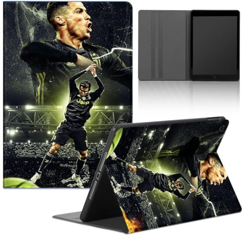 Tablet Coque pour iPad 10,2 iPad 9ème/8ème/7ème Génération 2021/2020/2019, Étoile de Football Nombre 7 Motif Housse de Protection en Cuir PU Flip avec Support Fonction Anti TPU Tablette Cover, Cool