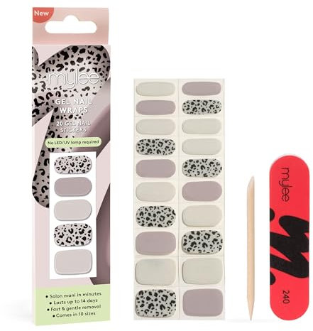 Mylee Gel Nail Wraps [Cruella] – 10 Pre-Cured Gel Stickers for Instant Mani – No Lamp Needed, Chip-Resistant, Glossy Finish, Lasts Up to 14 Days – Easy to Apply, Vegan & Cruelty-Free