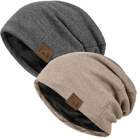 Beaulov 2 Pack Slouchy Beanie Mens Womens Winter Warme Weiche Leichte Atmungsaktivität Baggy Trendige Geschenk Schädel Caps Atmungsaktiv Strickmütze