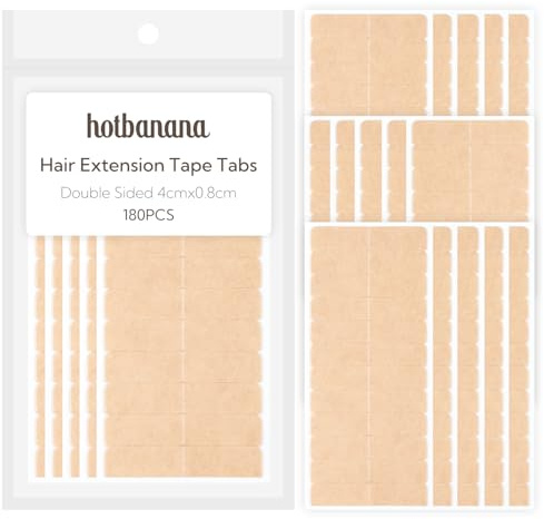 Hotbanana 180 PCS Tape Extensions Kleber, Doppelseitige Ultra Starke Tapes Klebestreifen Extensions, Wasserfest & Hitzeresistente Medizinische Extensions Tape (4x0,8cm)