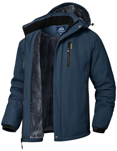 donhobo Men's Waterproof Winter Jackets,Men Hiking Ski Snow Jackets,Outdoor Fleece Walking Jacket Coat Denim Blue S