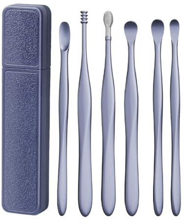 Pick d'oreille - de nettoyeur d'oreille 6x - Kit de retrait réutilisable en acier inoxydable | Scoop d'oreille de déménagement en cire portable, de nettoyage de l'oreille à pointe douce, d