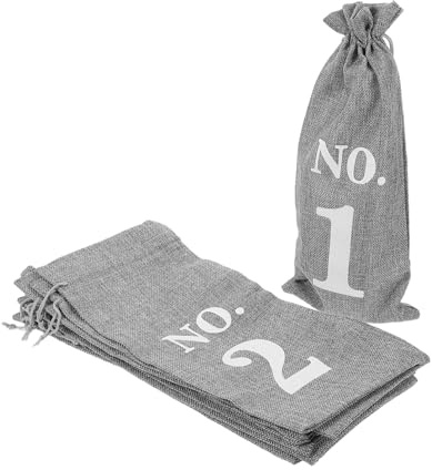 WRITWAA 10pcs Drawstring Wine Bottle Bags Set Reusable Imitation Linen Pouch for Red Sparkling Wines Fit for Tastings Birthdays Weddings Holiday Party Favors Gray