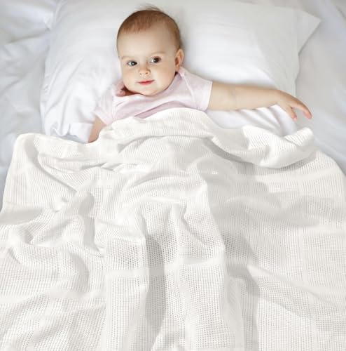 Cotton Cellular extra weiche Babydecke Kinderwagen & Reise 75 x 95 cm Sleep in Style (Creme)