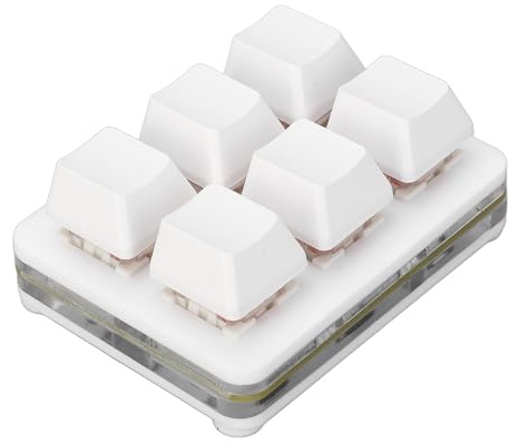 SENECESLI Programmierbare Mechanische Gaming-Tastatur mit 6 Tasten, mit RGB-Beleuchtung, Hot-Swap-fähigen Schaltern, Rotem Schalter, für for for Linux, OS X, RPi, für Büro, Gaming, Musik, (White)