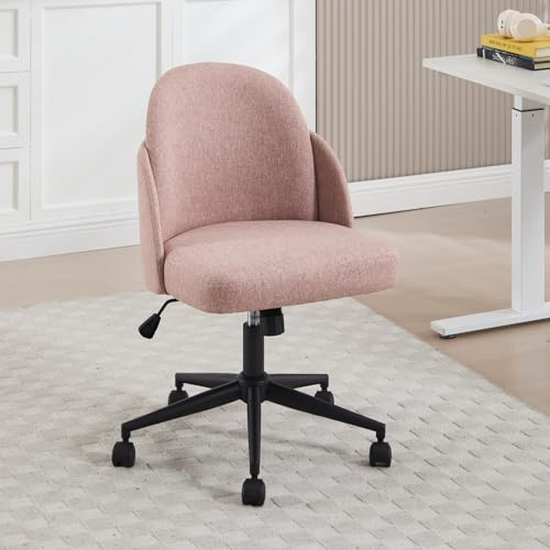DAYALANE Chaise de Bureau Ergonomique Pivotant à 360° Fauteuil de Bureau Confortable Hauteur Réglable Chaise Travail avec roulettes, Rose