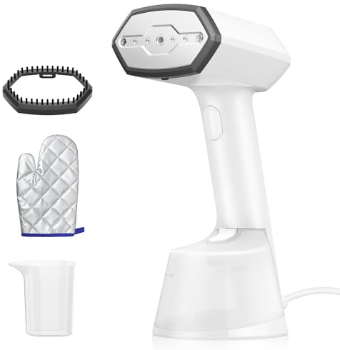 ELORTI Clothes Steamer, 1500W Handheld Steamer for Clothes with 280ml Tank, Lightweight Steamer Clothing, Fast 15s Heat Up Garment Steamer, Portable Hand Steamer for Travel and Home -White, 220-240V