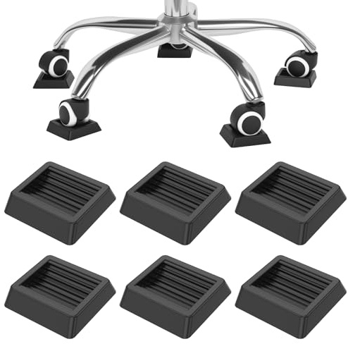 Jokapy 6 Stück rutschfeste Möbeluntersetzer, Stabiler Halt Bürostuhl Stopper, 8 x 8 cm Möbelräder Stopper, Alle Böden Räder, Rubber Wheels Stoppers für Bürostuhl Bett Couch(6,schwarz)