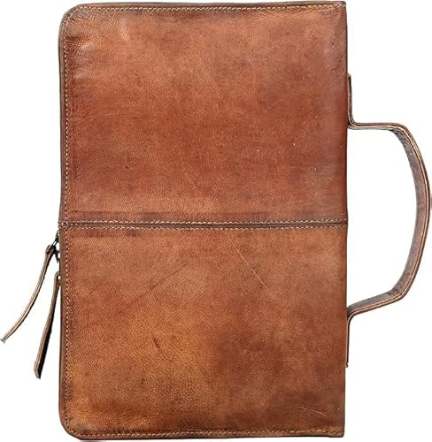 Custodia premium per Bibbia in pelle con manico, custodia organizer per pianificatore di libri, tasca di conservazione nella parte posteriore (11A x 7L x 2P pollici)