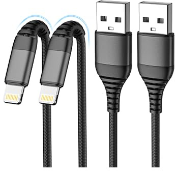 LumFocus 2M+2M Cable Cargador iPhone Carga Rápida,[MFi Certificado],Cable iPhone Carga Rápida Nylon Trenzado Cable USB-A a Lightning para iPhone 14 13 12 11 Pro Max Mini XS XR X 8 7 6s 6 Plus SE,iPad