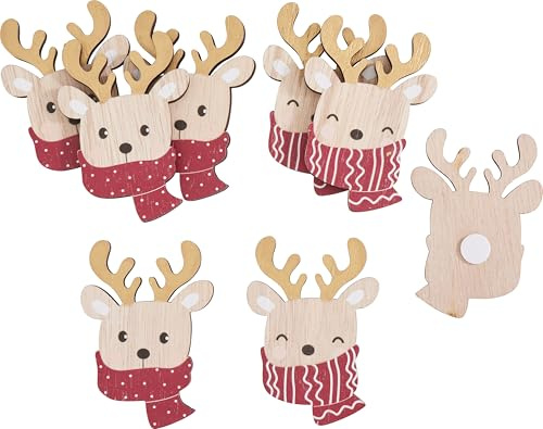 VBS Streuteile Rentier Linus 8 Stk. aus Sperrholz Weihnachten selbstklebend 4.5x6.5 cm Karten Geschenke Tischdeko 2 Motive 4 mm stark