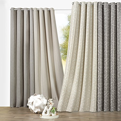 heimtexland ® Thermo- und Verdunklungsvorhang Ösenschal Struktur Sand Beige HxB 245x135 cm ÖKOTEX Gardine Dekoschal Verdunkelung Typ499