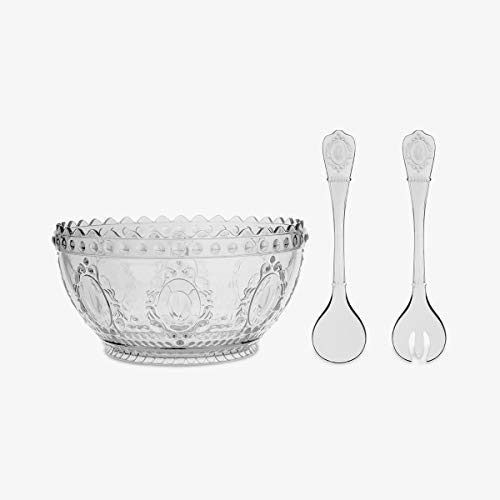 BACI MILANO SET INSALATIERA/POSATE TRASPARENTI ACRILICO BAROQUE/ROCK