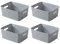 Curver Grey 26x20cm Rattan Style Plastic Storage Fruit Basket (Set of 4)