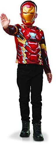 RUBIE'S Iron Man Chest Set I-300113 Official Marvel Top and Mask Costume – One Size, Cartoon, Red