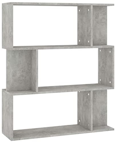 vidaXL Libreria/Divisorio Versatile Classica 3 Scomparti Grandi 6 Vani Piccoli Scaffali Libri Dvd Separè Stanza Grigio Cemento in Truciolato