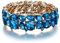 EVER FAITH Armband Damen Hochzeitsfeier Schmuck Österreichisch Kristall 2 Schicht Armkette für Braut Blau Antique Gold-Ton